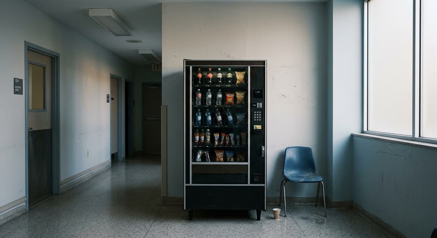 Vending machine in a building corridor